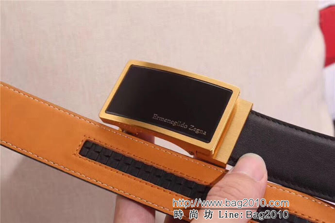 Zegna 傑尼亞 雙面原版進口小牛皮 316精鋼Z字扣 男士皮帶  xfp1230